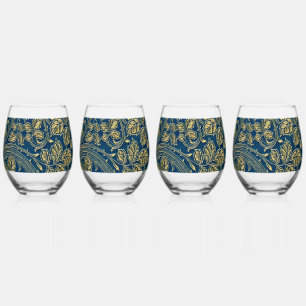 Vaso De Vino Elegancia Flor de Oro