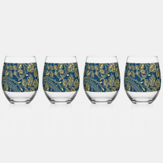 Vaso De Vino Elegancia Flor de Oro 