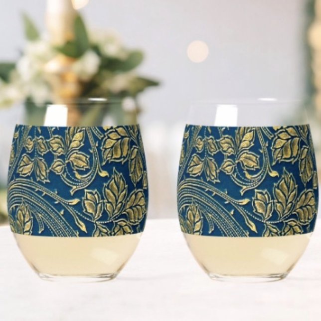 Vaso De Vino Elegancia Flor Dorada  (Subido por el creador)