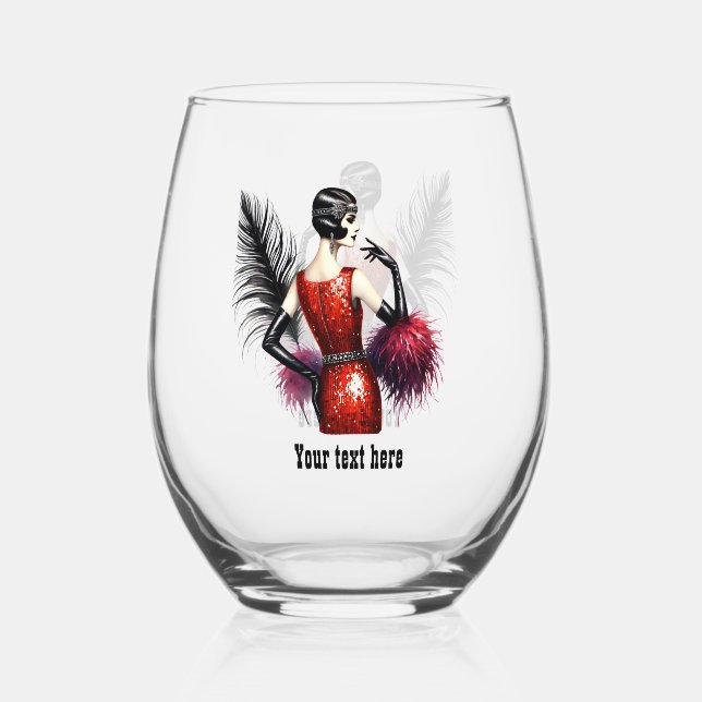 Vaso De Vino Elegant Art Deco lady customizable  (Anverso)