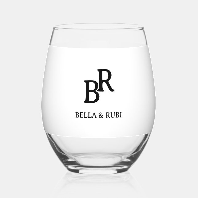 Vaso De Vino Elegant Minimal Wedding Monogram Stemless Wine Gla (Anverso)