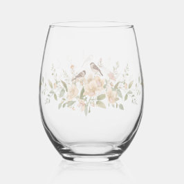 Vaso De Vino Elegant Modern floral Bird Overlay Flowers wedding