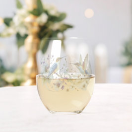 Vaso De Vino Elegant Modern floral Bird Overlay Flowers wedding