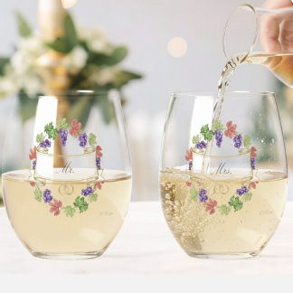 Vaso De Vino Elegant Personalized Stemless Wine Glass Set of 2