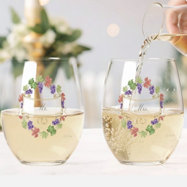 Vaso De Vino Elegant Personalized Stemless Wine Glass Set of 2 (Subido por el creador)
