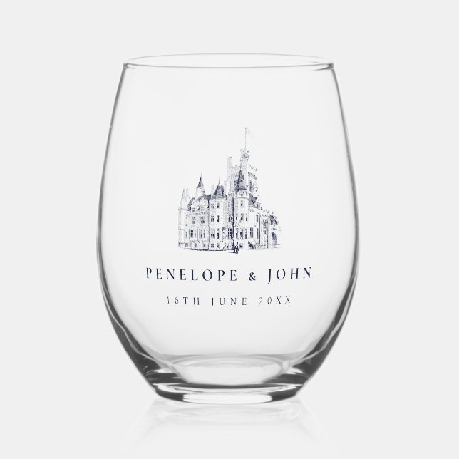 Vaso De Vino Elegant Vintage Castle Destination Wedding (Anverso)