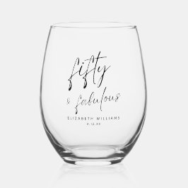 Vaso De Vino Elegante 50 años y fabuloso cumpleaños personaliza