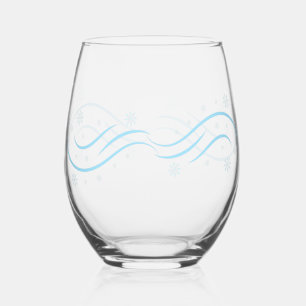 Vaso De Vino Elegante acuarela Copo de nieve Feliz Navidad