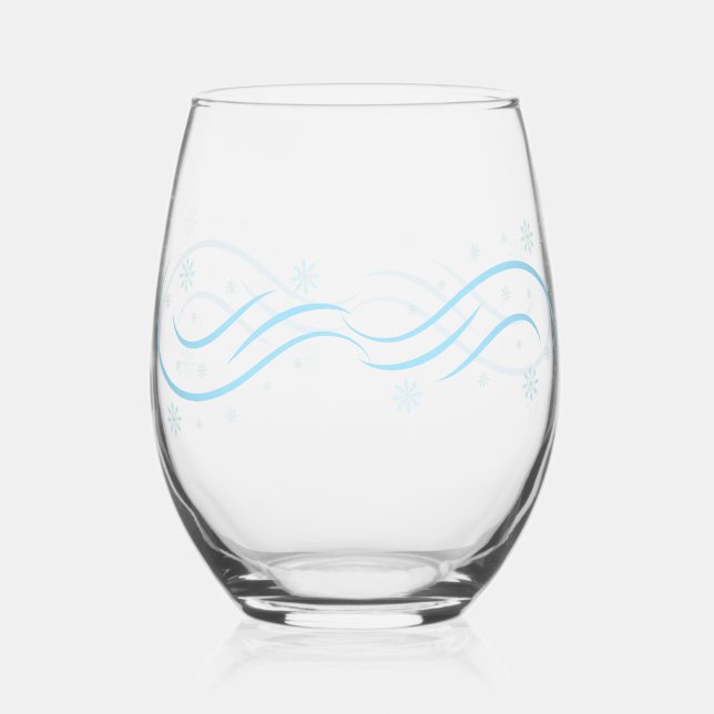 Vaso De Vino Elegante acuarela Copo de nieve Feliz Navidad (Anverso)