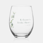 Vaso De Vino Elegante acuarela Eucalyptus Bridal Shower<br><div class="desc">Eucalyptus Greenery Watercolor Bridal Shower Stemless Wine Glass que usted puede fácilmente personalizar para su evento especial y ocasiones anuales.</div>