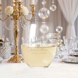 Vaso De Vino Elegante Aniversario de Bodas de Diamante 60