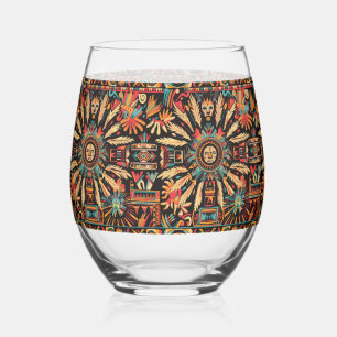 Vaso De Vino Elegante azul "Sueño Azteca" Vidrio inoxidable