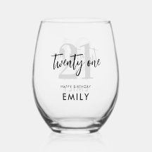 Elegante blanco y negro moderno cumpleaños 21