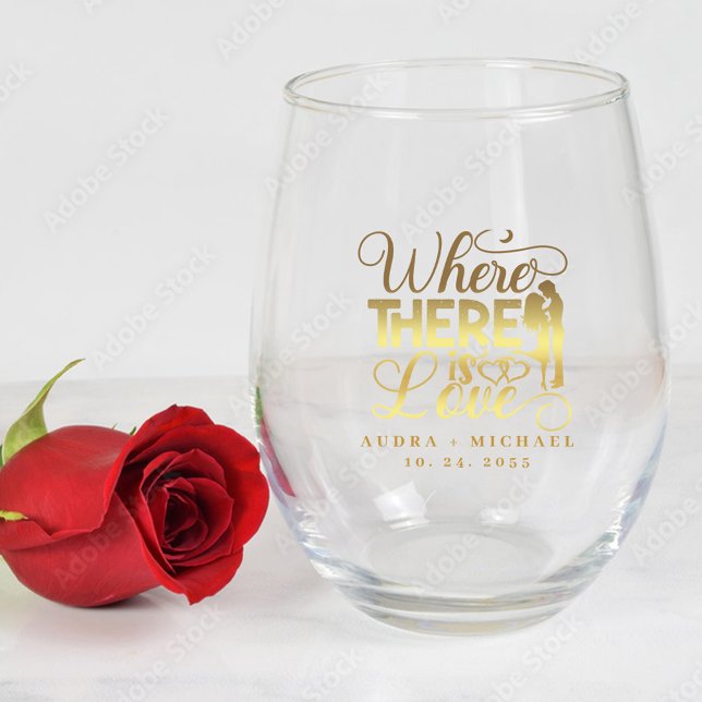 Vaso De Vino Elegante Boda de caligrafía de oro (Subido por el creador)