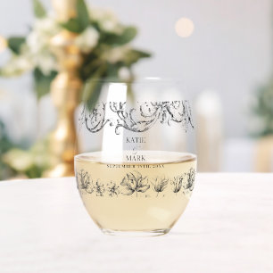 Vaso De Vino Elegante Boda de escritura de caligrafía de época