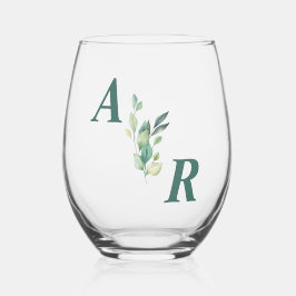 Vaso De Vino Elegante Boda floral verde oscuro