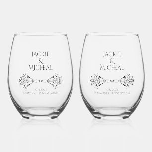Vaso De Vino Elegante Boda único de nombres de pareja personali