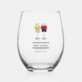 Vaso De Vino Elegante Boho Couple Wine Bride y Boda Groom