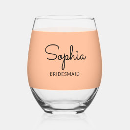 Vaso De Vino Elegante Bonito Peach Boda Bridesmaid Keepsake