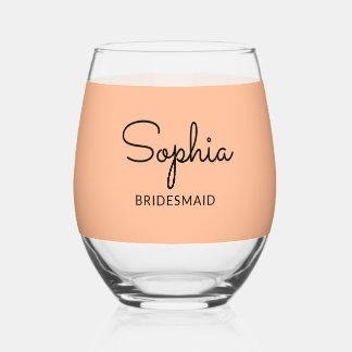 Vaso De Vino Elegante Bonito Peach Boda Bridesmaid Keepsake