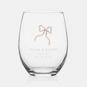 Vaso De Vino Elegante Bow Boda beige favor Glass
