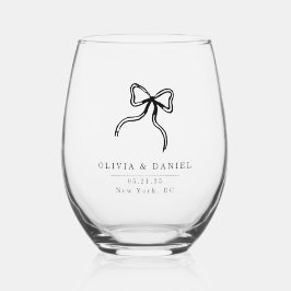 Vaso De Vino Elegante Bow Wedding favorece el vidrio