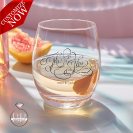 Vaso De Vino Elegante caligrafía Sr. y Sra. Typography