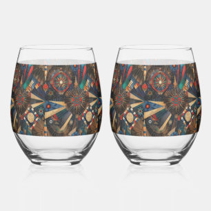 Vaso De Vino Elegante ceruleano "Crónicas indígenas antiguas" 1