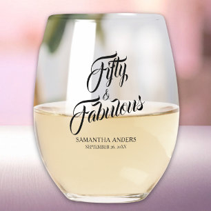 Vaso De Vino Elegante cincuenta y fabuloso cumpleaños 50