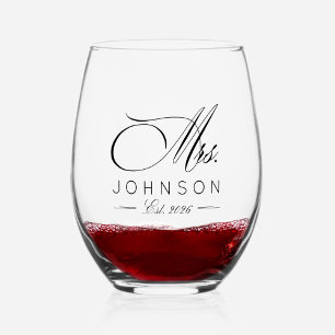 Vaso De Vino Elegante Clásico Sr. y Sra. Boda