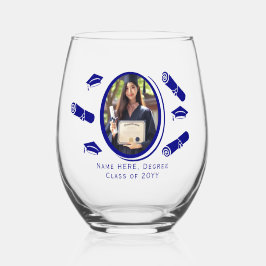 Vaso De Vino Elegante Diploma de Graduación Fotográfica y Cap,