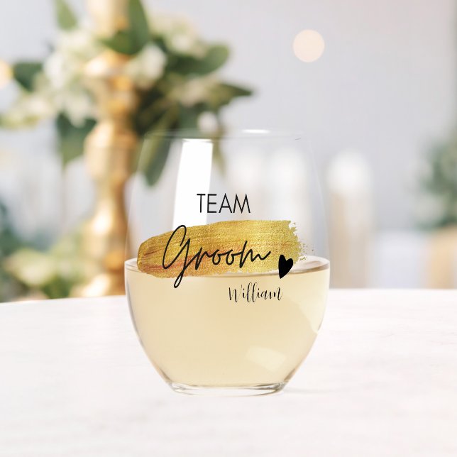 Vaso De Vino Elegante equipo Gold y Black Moderne Typography Gr (Insitu (Boda))