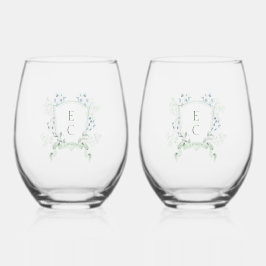 Vaso De Vino Elegante Escudo floral Boda Drinkware Set