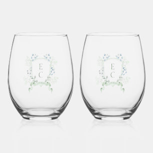 Vaso De Vino Elegante Escudo floral Boda Drinkware Set