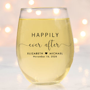 Vaso De Vino Elegante, feliz para siempre después de Boda
