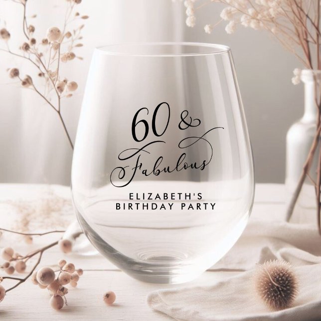 Vaso De Vino Elegante fiesta de cumpleaños número 60 (Subido por el creador)