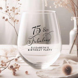 Vaso De Vino Elegante fiesta de cumpleaños número 75