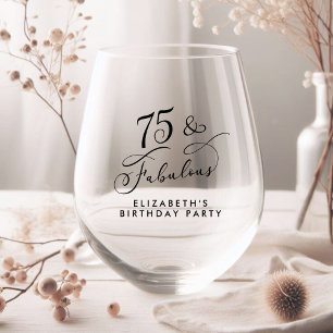 Vaso De Vino Elegante fiesta de cumpleaños número 75