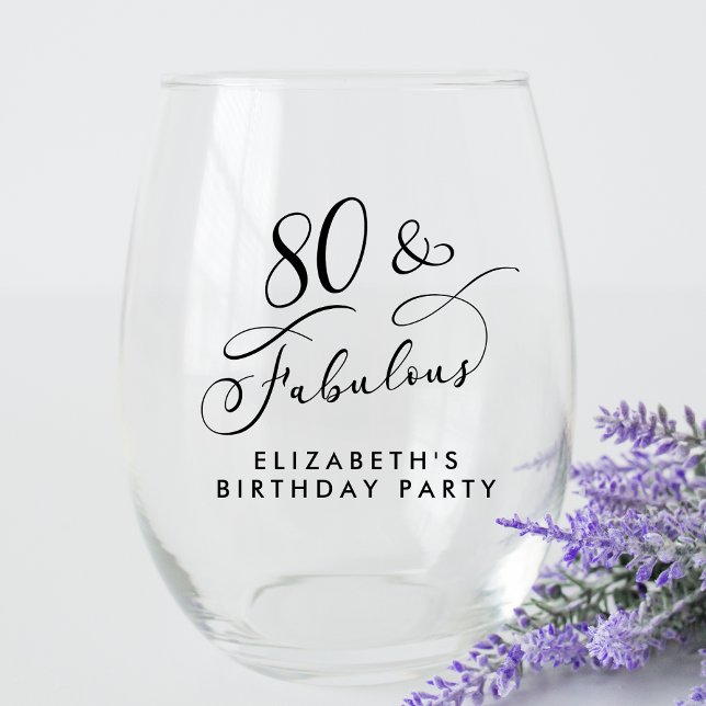 Vaso De Vino Elegante fiesta de cumpleaños número 80 (Subido por el creador)