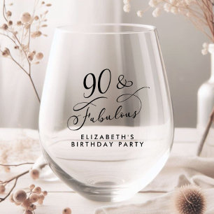Vaso De Vino Elegante fiesta de cumpleaños número 90