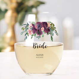 Vaso De Vino Elegante fiesta de novias floral