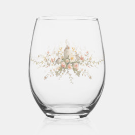Vaso De Vino Elegante floral moderna superposición de flores de