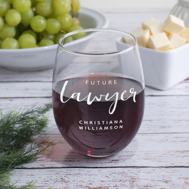 Vaso De Vino Elegante futuro abogado personalizado (Subido por el creador)