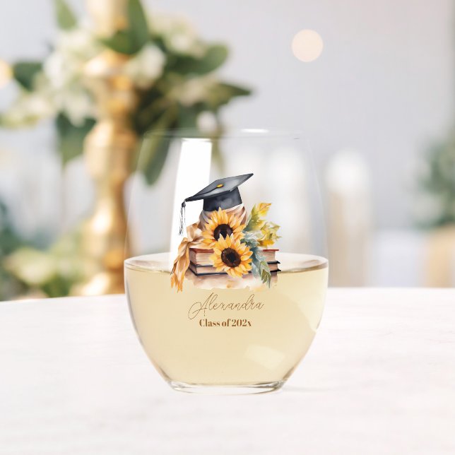 Vaso De Vino Elegante Graduación de girasol acuático (Insitu (Boda))