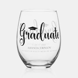 Vaso De Vino Elegante Graduación de nombre de graduado negro
