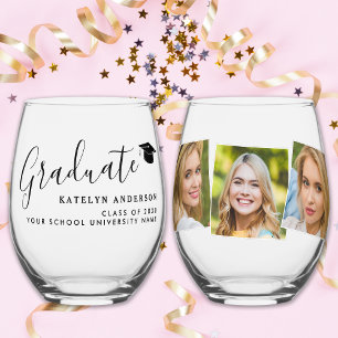 Vaso De Vino Elegante Graduado Personalizado 3 Graduación de Fo