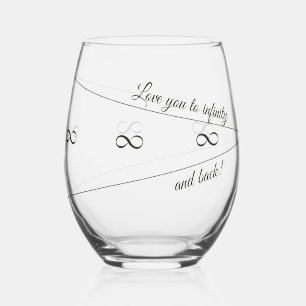 Vaso De Vino Elegante guión de "Te amo al infinito y al revés"