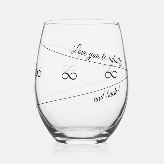 Vaso De Vino Elegante guión de "Te amo al infinito y al revés" (Anverso)