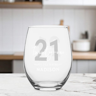 Vaso De Vino Elegante guión moderno Veintiuno cumpleaños número