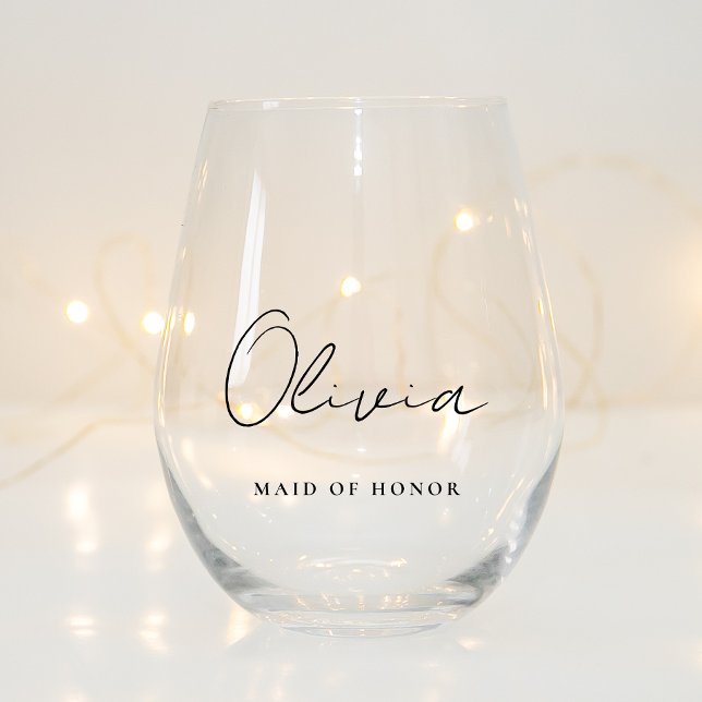 Vaso De Vino Elegante Guión Monograma De Boda De Honor (Subido por el creador)